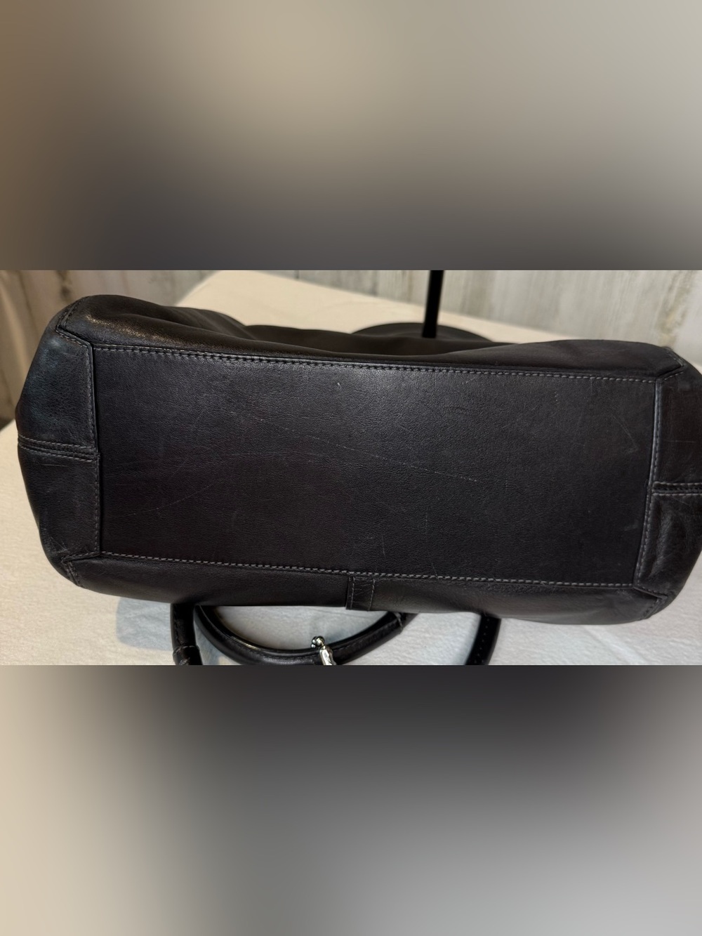 COACH Bleeker Black Leather Shoulder Tote with Legacy Stripe Lining 09’ 14383 - Picture 8 of 9